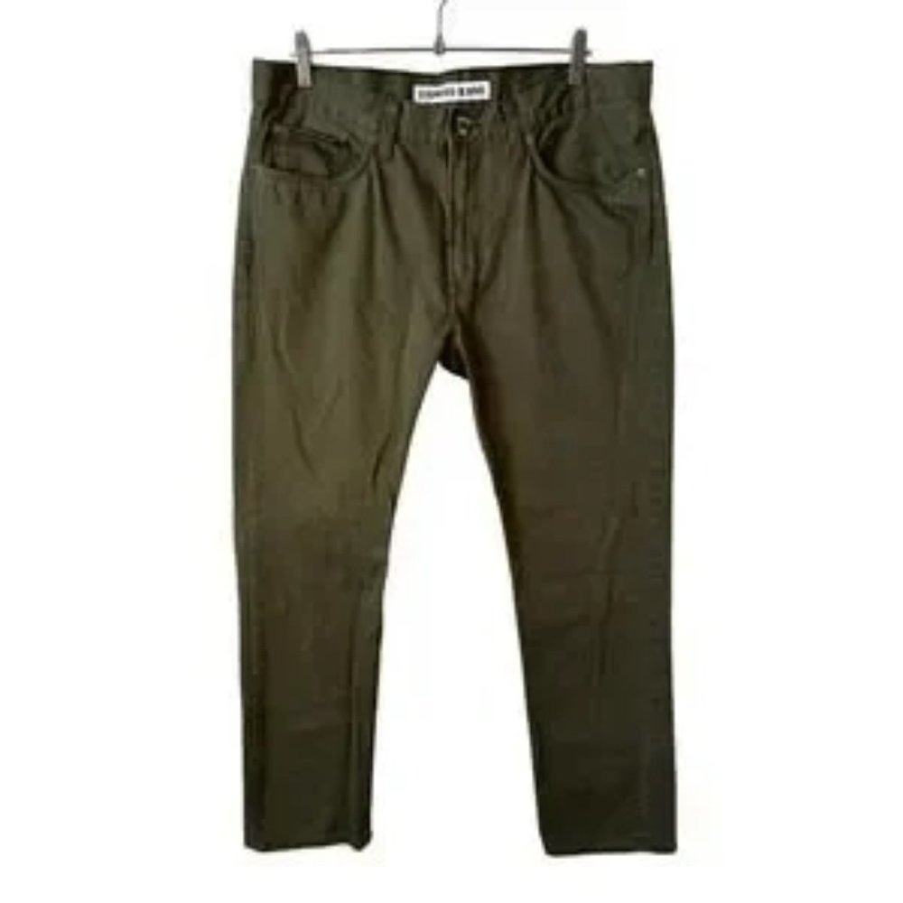 Express Jeans Mens Rocco Slim Fit Skinny Leg Jeans Olive Green Size 36x32